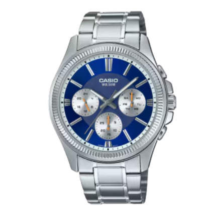 Casio Enticer MTP-1375D-2A1V Silver Stainless Steel Band Men Watch